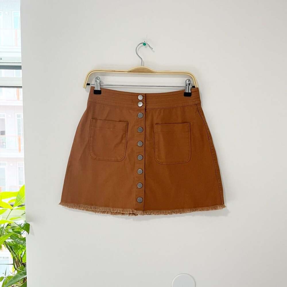 Madewell Rust Orange High-Waist Snap Skirt Size 4